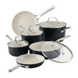 Kitchen Aid 10pc Hard Anodized Ceramic Cookware Set, Black