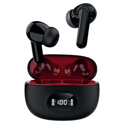 IQ Sound Dual-Mic True Wireless Noise Cancelling Earbuds, Black